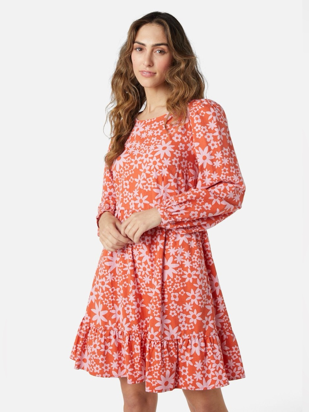 Princess Highway Babette Floral Print Mini Dress Rust/Pink Sz US 10 AU 14 Large
